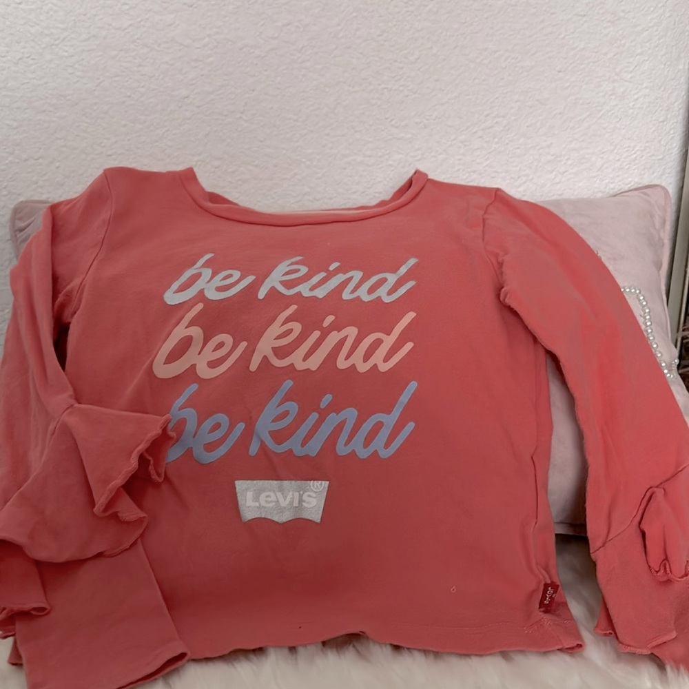 Levi’s Girls Peach Long Sleeve Ruffle Sleeve Top